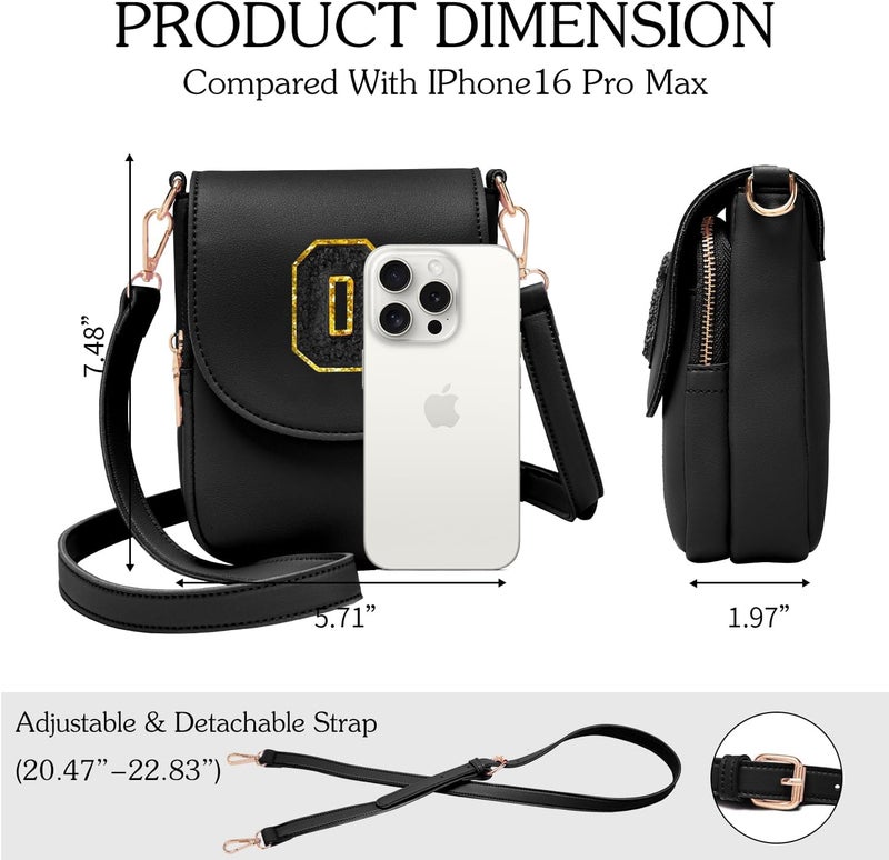 Viverte Crossbody Purse for Teen Girls Small Initial Cell Phone Toddler Purse Leather Triple Compartment Crossbody Bags - Image 4